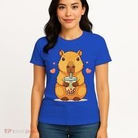 Cute Capybara Boba Tea Bubble Rodent Women's T-Shirt thumb 4