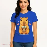 Cute Capybara Boba Tea Bubble Rodent Women's T-Shirt thumb 4