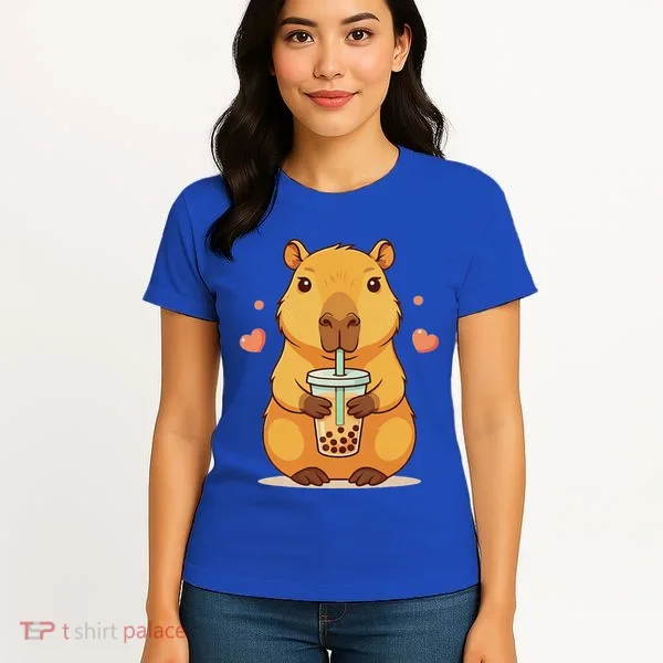 Cute Capybara Boba Tea Bubble Rodent Women's T-Shirt