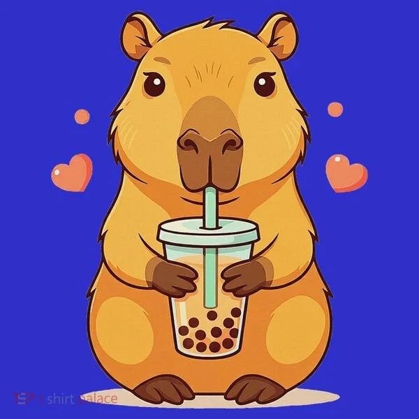 Cute Capybara Boba Tea Bubble Rodent Women's T-Shirt