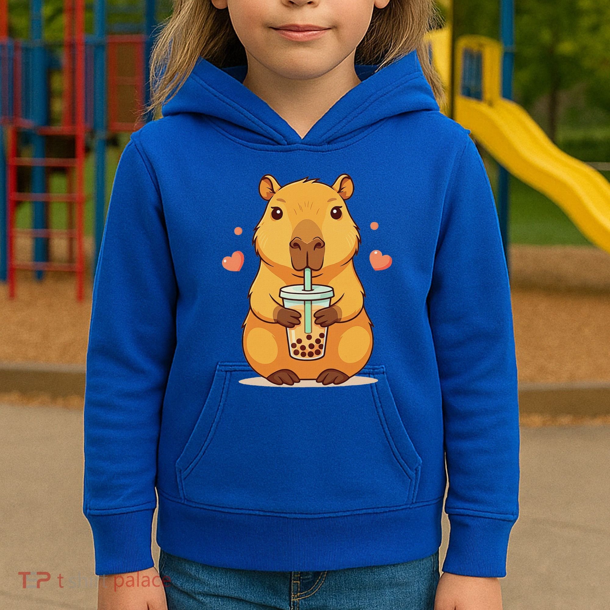 Cute Capybara Boba Tea Bubble Rodent Kids Hoodie