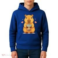 Cute Capybara Boba Tea Bubble Rodent Kids Hoodie thumb 4