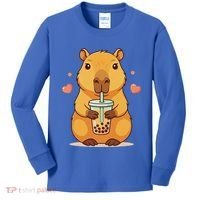 Cute Capybara Boba Tea Bubble Rodent Kids Long Sleeve Shirt thumb 0