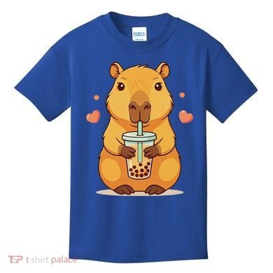 Cute Capybara Boba Tea Bubble Rodent Kids T-Shirt