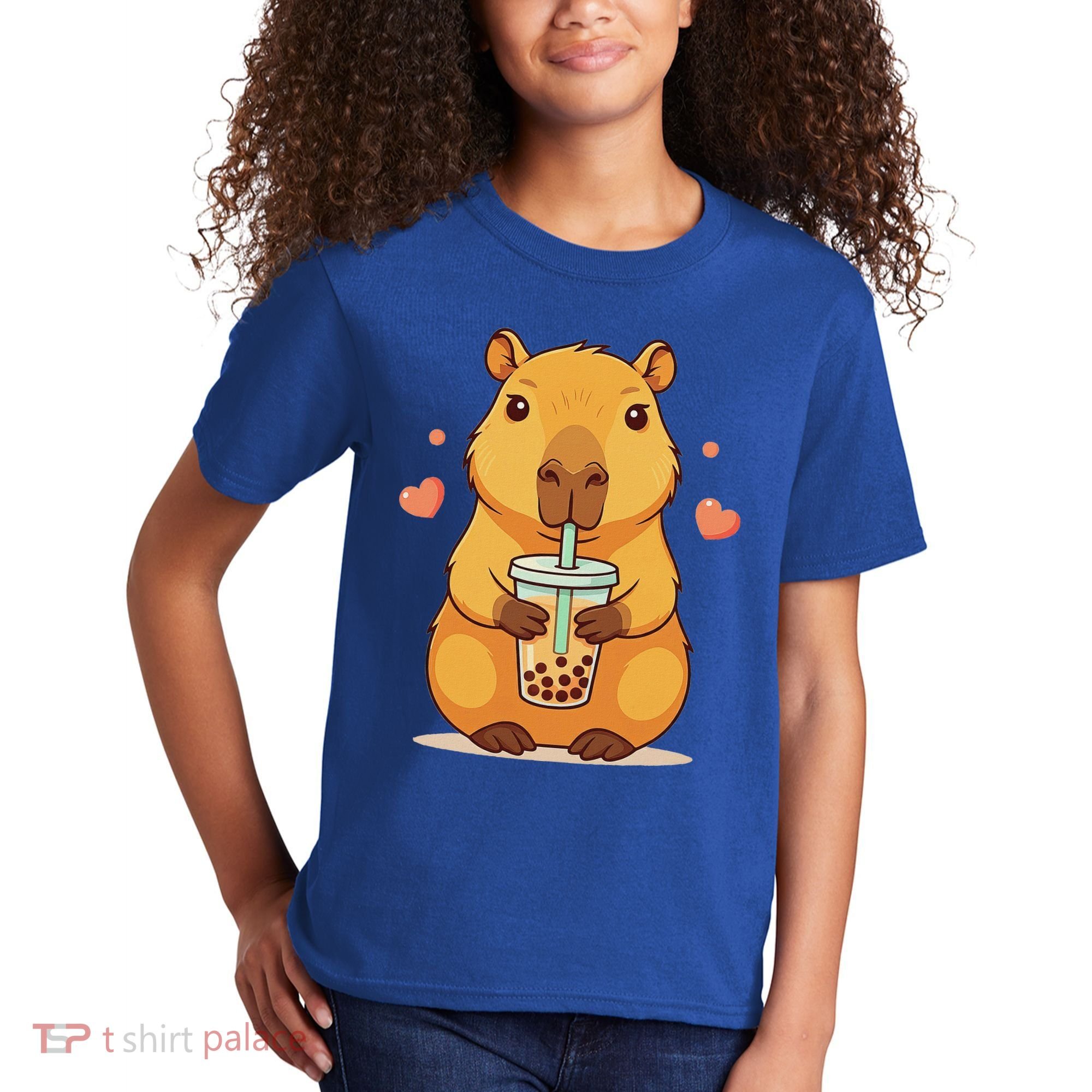Cute Capybara Boba Tea Bubble Rodent Kids T-Shirt