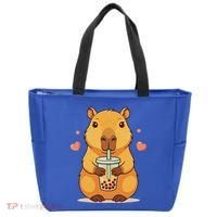 Cute Capybara Boba Tea Bubble Rodent Tote Bag thumb 0