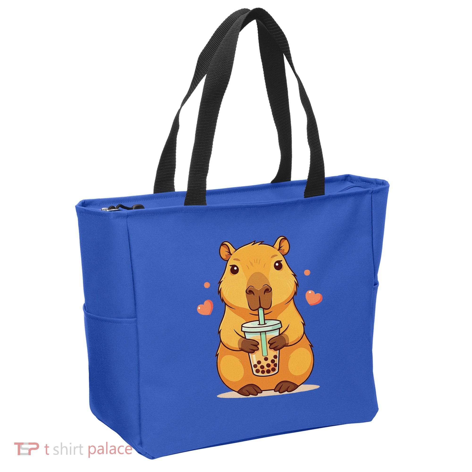 Cute Capybara Boba Tea Bubble Rodent Tote Bag