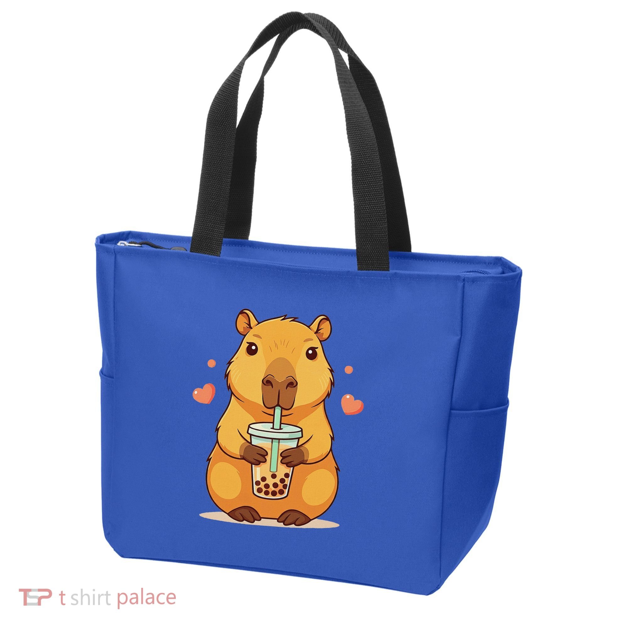 Cute Capybara Boba Tea Bubble Rodent Tote Bag