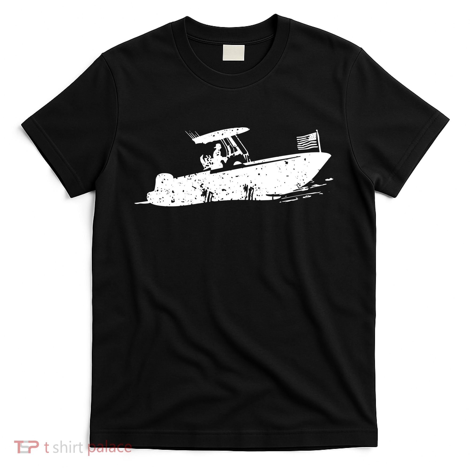 Center Console Boat, American Flag, Motorboat, Fishing Boat T-Shirt