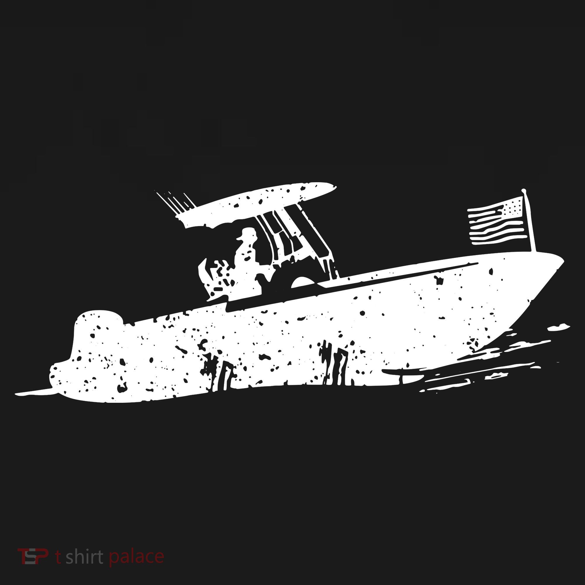 Center Console Boat, American Flag, Motorboat, Fishing Boat Polo