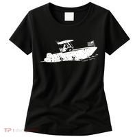 Center Console Boat, American Flag, Motorboat, Fishing Boat Women's T-Shirt thumb 0
