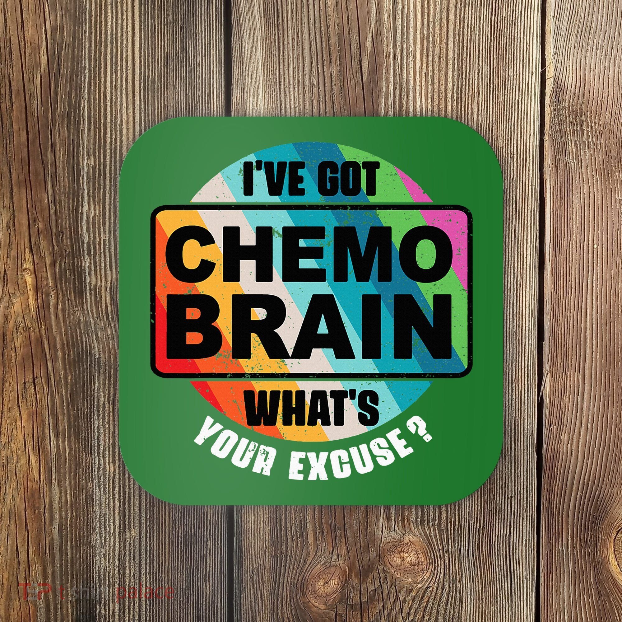 Cancer Chemo Brain Retro Awareness Coaster