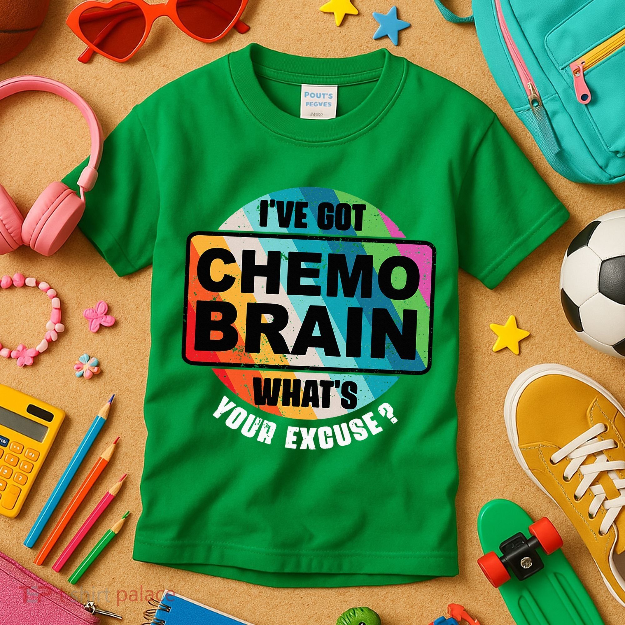 Cancer Chemo Brain Retro Awareness Kids T-Shirt