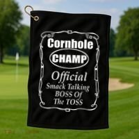 Cornhole Champion Boss Of The Toss Cornhole Golf Towel thumb 1