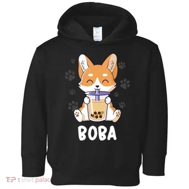 Cute Corgi Boba Bubble Tea Toddler Hoodie