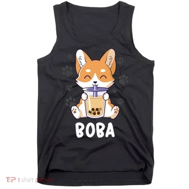 Cute Corgi Boba Bubble Tea Tank Top