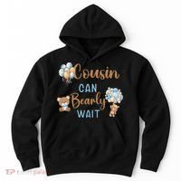 Cousin Can Bearly Wait Gender Neutral Baby Shower Matching Hoodie thumb 0