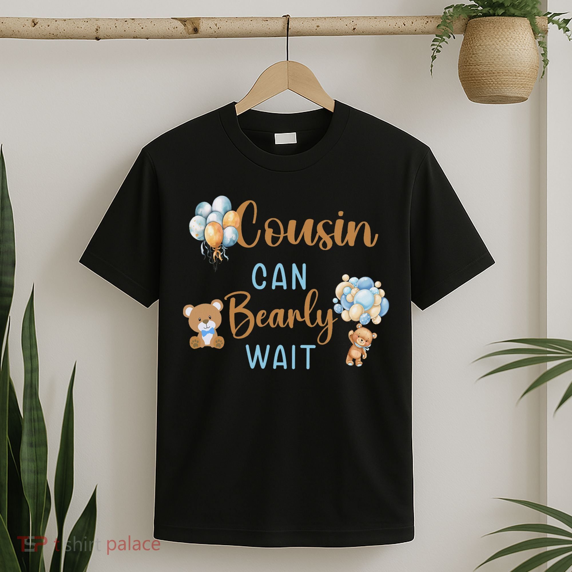 Cousin Can Bearly Wait Gender Neutral Baby Shower Matching T-Shirt