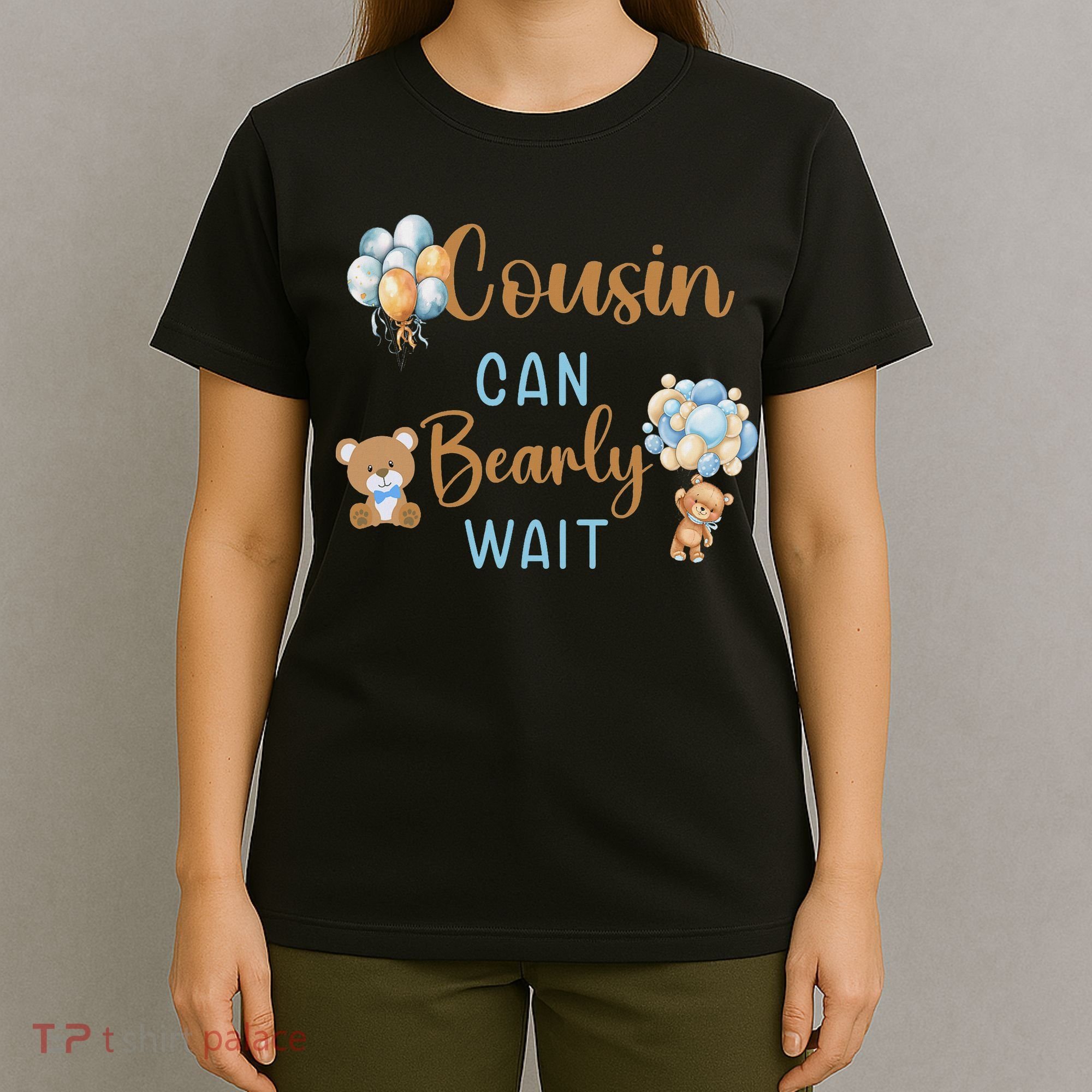 Cousin Can Bearly Wait Gender Neutral Baby Shower Matching T-Shirt