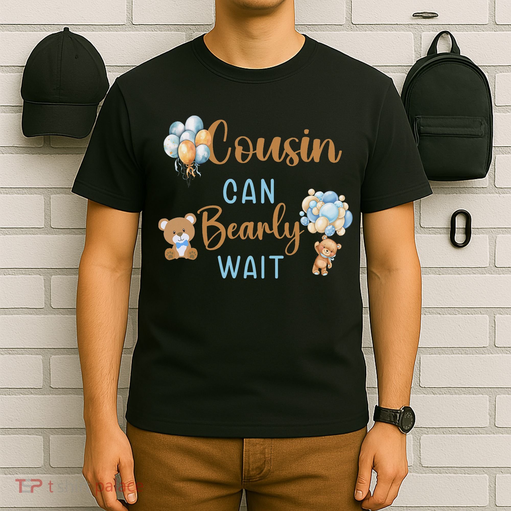 Cousin Can Bearly Wait Gender Neutral Baby Shower Matching T-Shirt