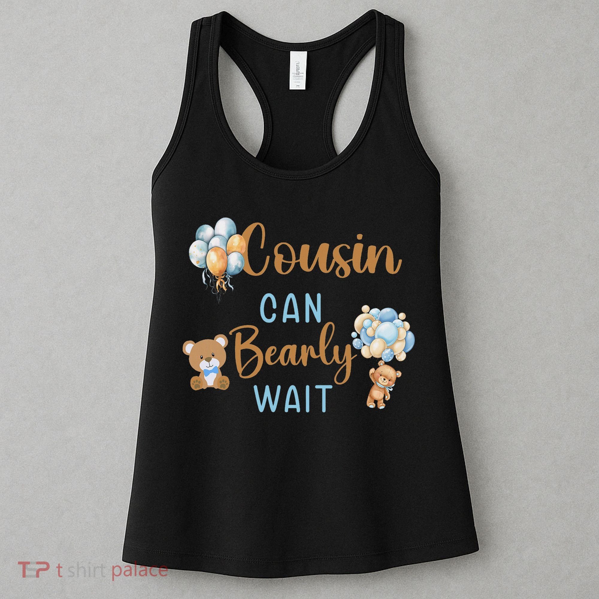 Cousin Can Bearly Wait Gender Neutral Baby Shower Matching Women's Tank Top