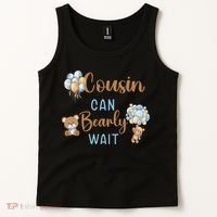 Cousin Can Bearly Wait Gender Neutral Baby Shower Matching Tank Top thumb 2