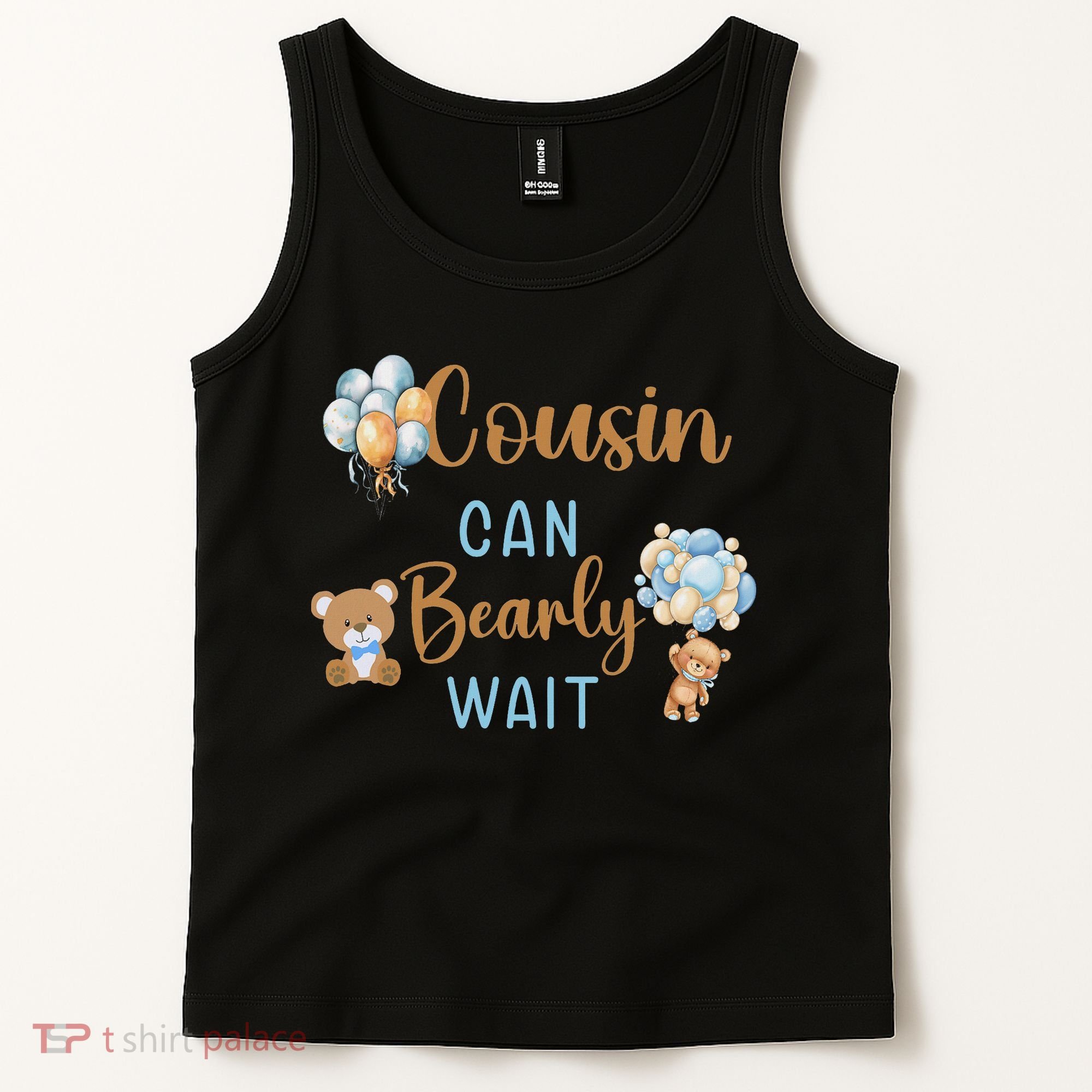 Cousin Can Bearly Wait Gender Neutral Baby Shower Matching Tank Top