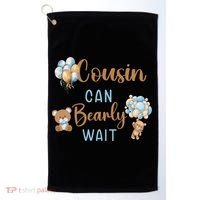 Cousin Can Bearly Wait Gender Neutral Baby Shower Matching Golf Towel thumb 0