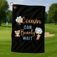Cousin Can Bearly Wait Gender Neutral Baby Shower Matching Golf Towel thumb 1