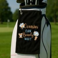 Cousin Can Bearly Wait Gender Neutral Baby Shower Matching Golf Towel thumb 2