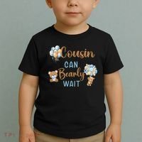 Cousin Can Bearly Wait Gender Neutral Baby Shower Matching Toddler T-Shirt thumb 2