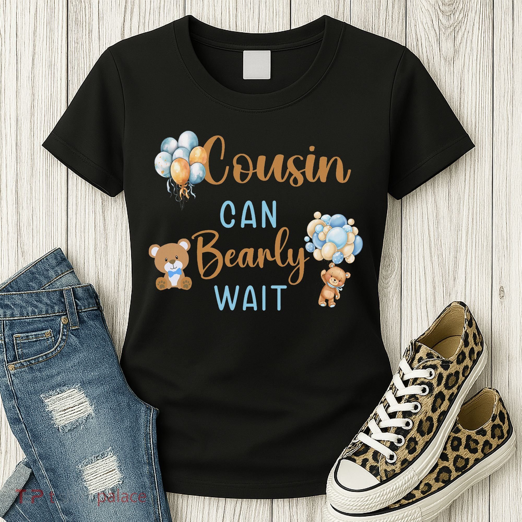 Cousin Can Bearly Wait Gender Neutral Baby Shower Matching Women's T-Shirt