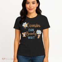 Cousin Can Bearly Wait Gender Neutral Baby Shower Matching Women's T-Shirt thumb 4