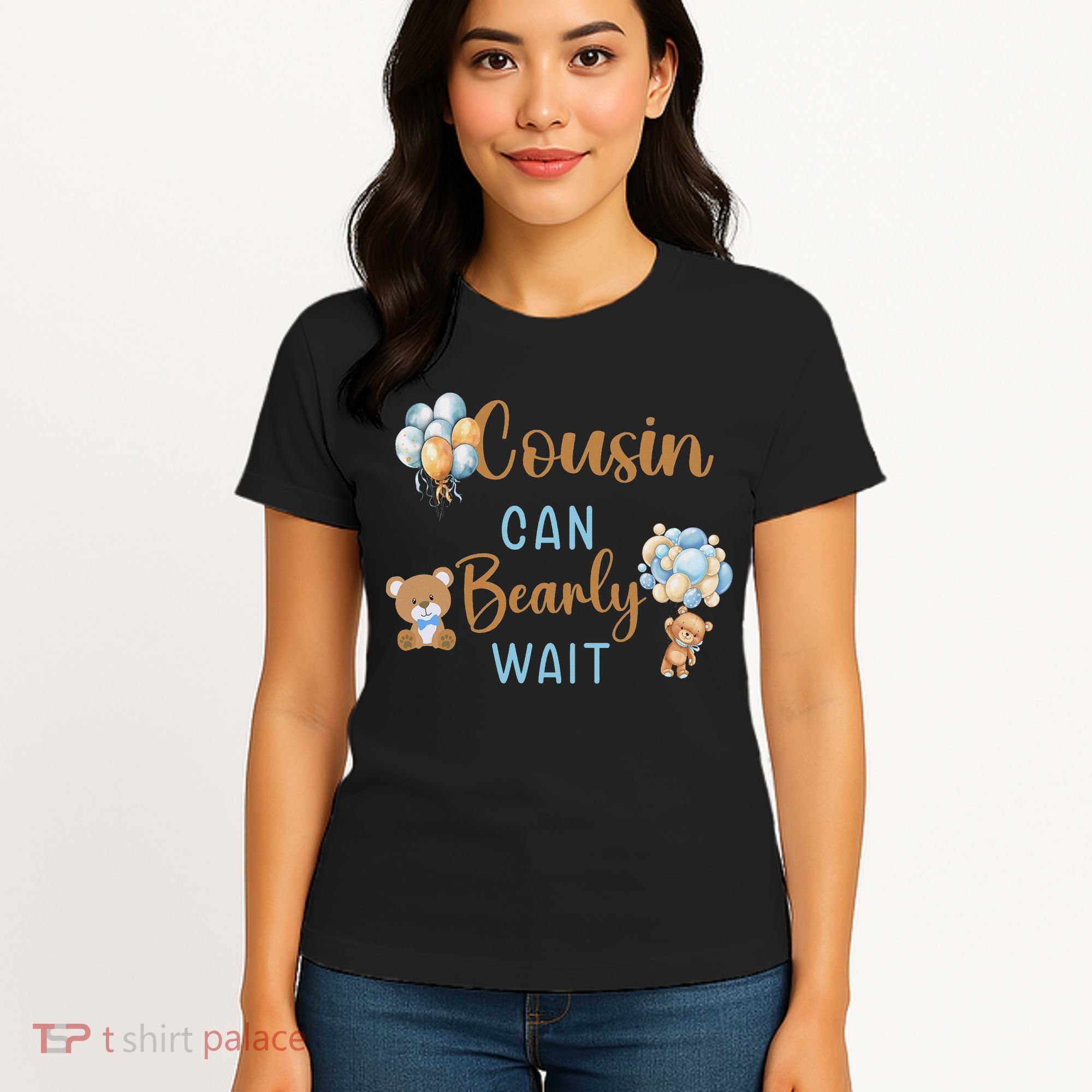Cousin Can Bearly Wait Gender Neutral Baby Shower Matching Women's T-Shirt