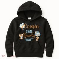 Cousin Can Bearly Wait Gender Neutral Baby Shower Matching Kids Hoodie thumb 0
