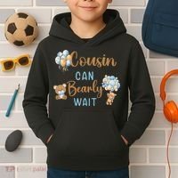 Cousin Can Bearly Wait Gender Neutral Baby Shower Matching Kids Hoodie thumb 2