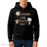 Cousin Can Bearly Wait Gender Neutral Baby Shower Matching Kids Hoodie thumb 4