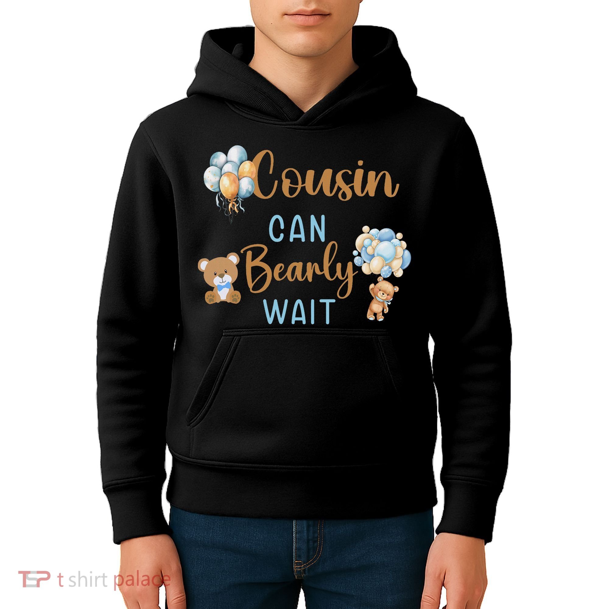 Cousin Can Bearly Wait Gender Neutral Baby Shower Matching Kids Hoodie