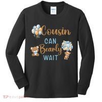 Cousin Can Bearly Wait Gender Neutral Baby Shower Matching Kids Long Sleeve Shirt thumb 0