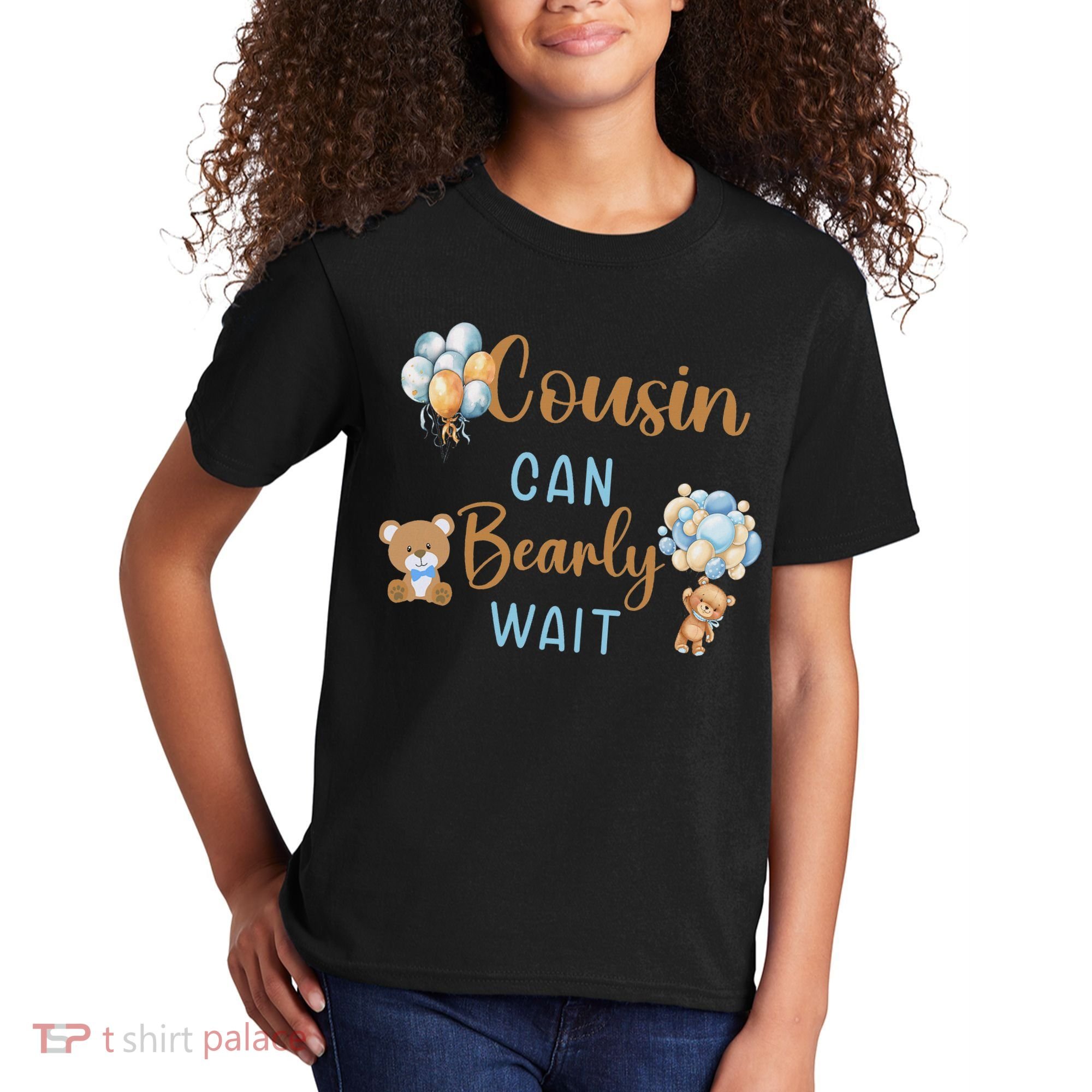 Cousin Can Bearly Wait Gender Neutral Baby Shower Matching Kids T-Shirt
