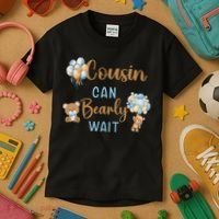 Cousin Can Bearly Wait Gender Neutral Baby Shower Matching Kids T-Shirt thumb 3