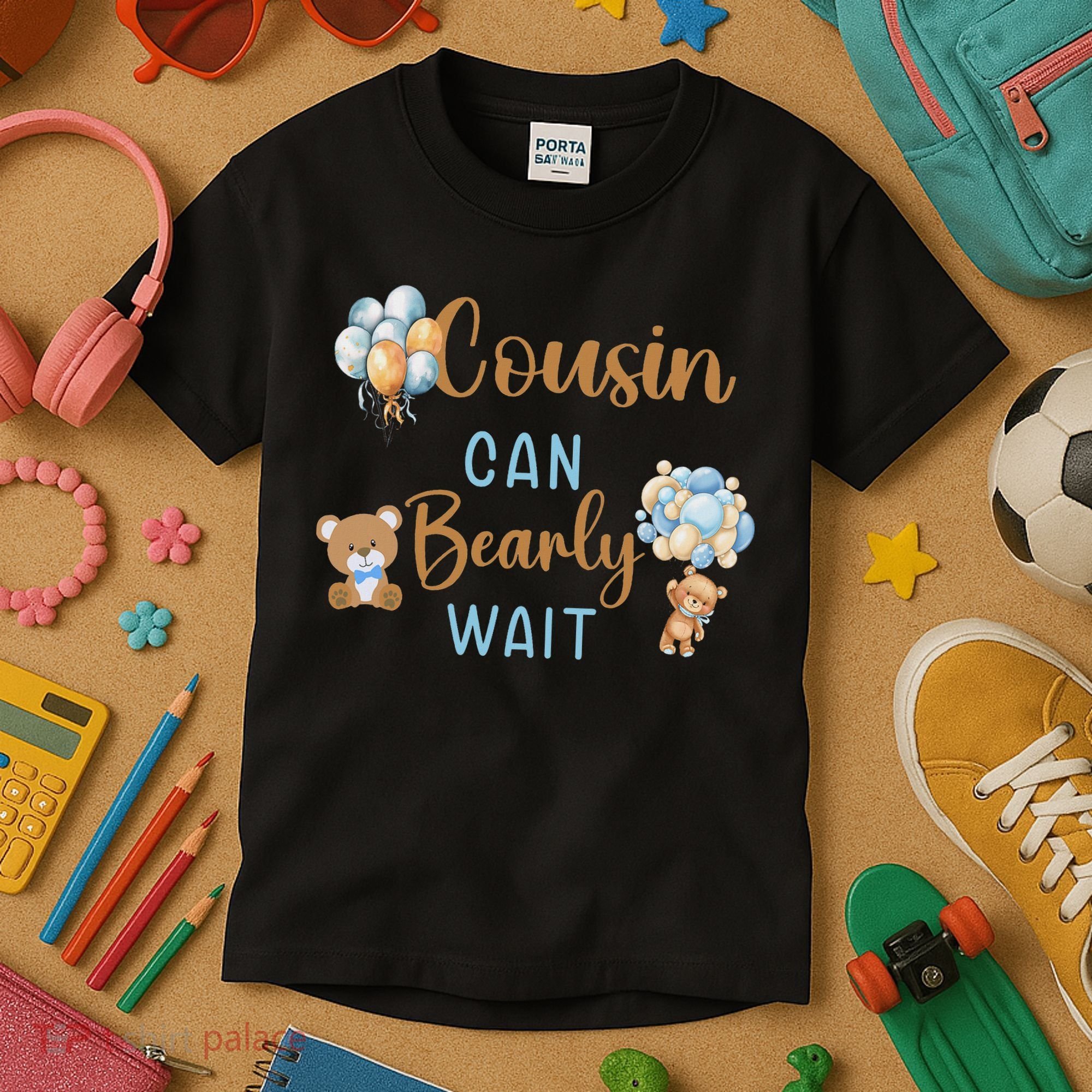Cousin Can Bearly Wait Gender Neutral Baby Shower Matching Kids T-Shirt