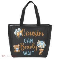 Cousin Can Bearly Wait Gender Neutral Baby Shower Matching Tote Bag thumb 0