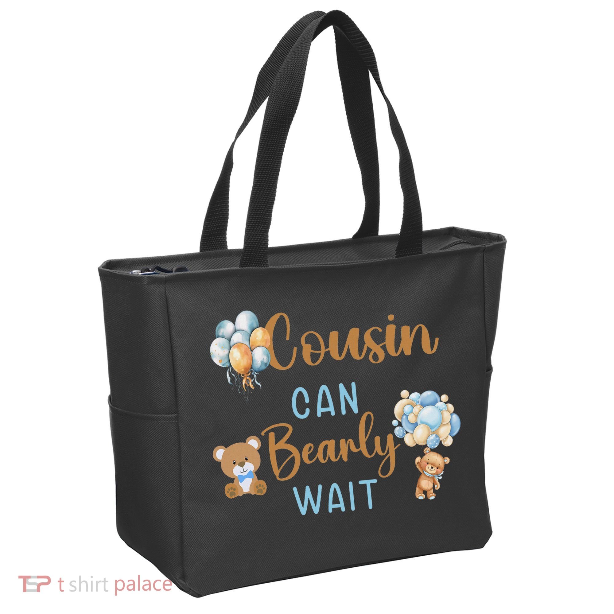 Cousin Can Bearly Wait Gender Neutral Baby Shower Matching Tote Bag