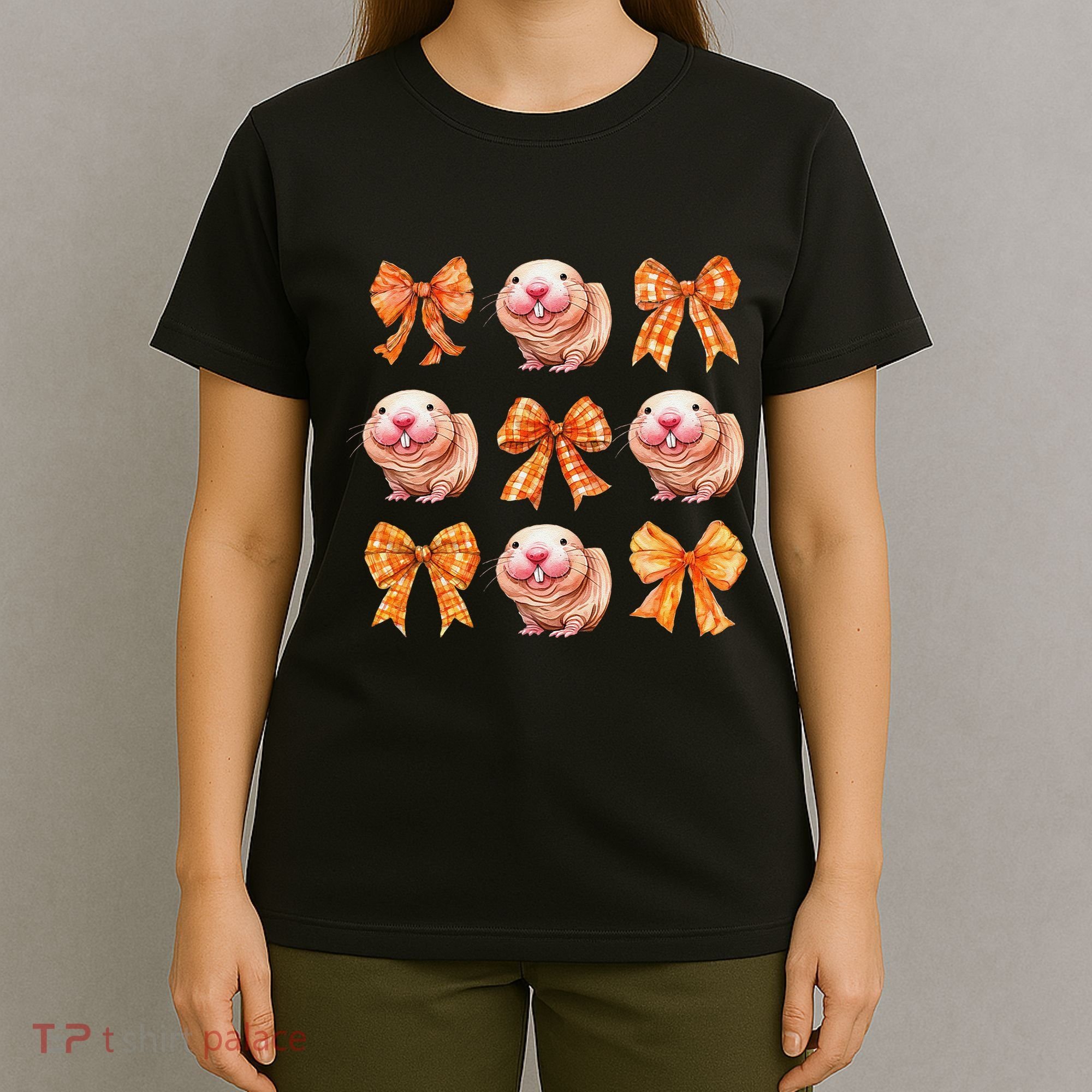 Cute Coquette Bow Naked Mole Rat Animal Halloween Girl Women T-Shirt