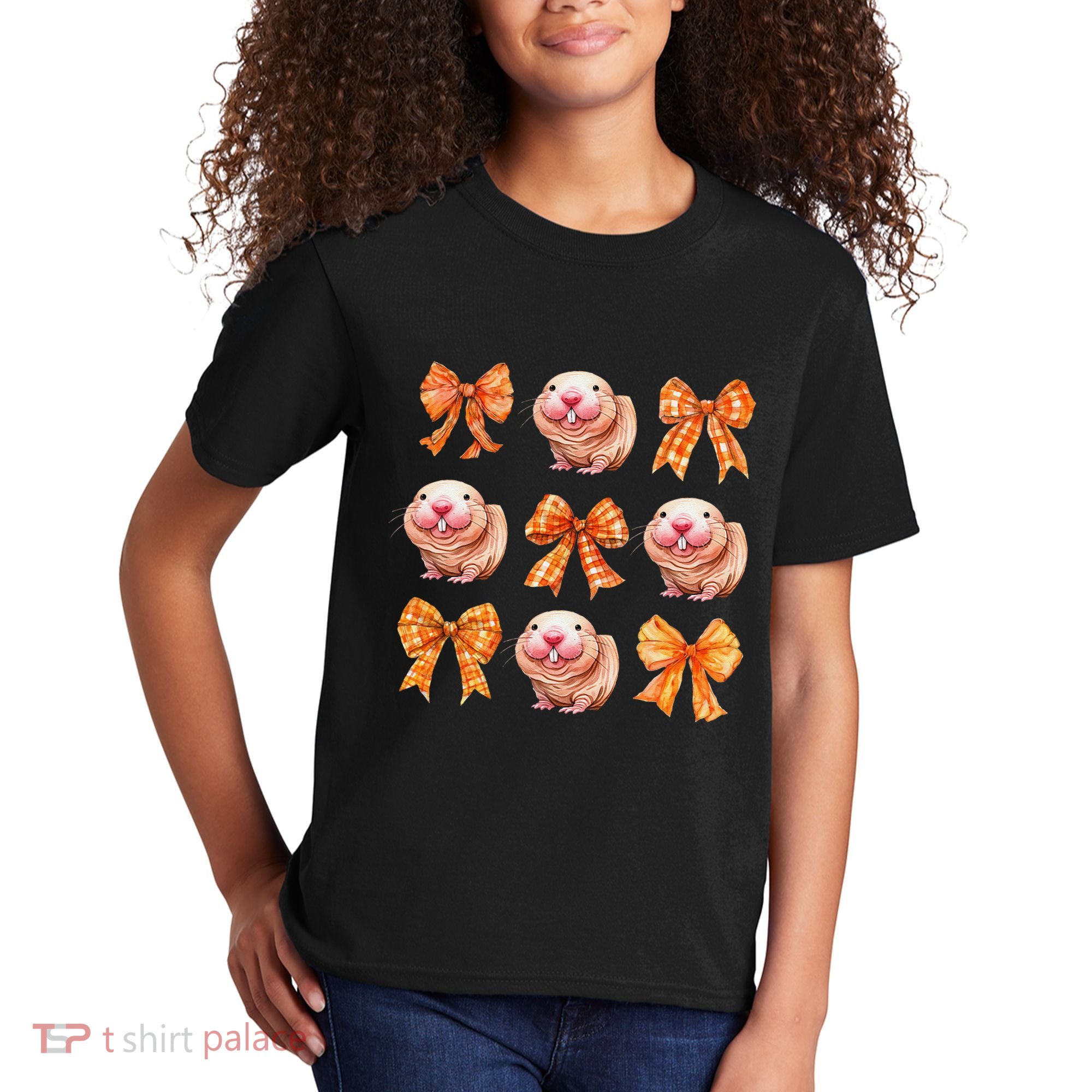 Cute Coquette Bow Naked Mole Rat Animal Halloween Girl Women Kids T-Shirt