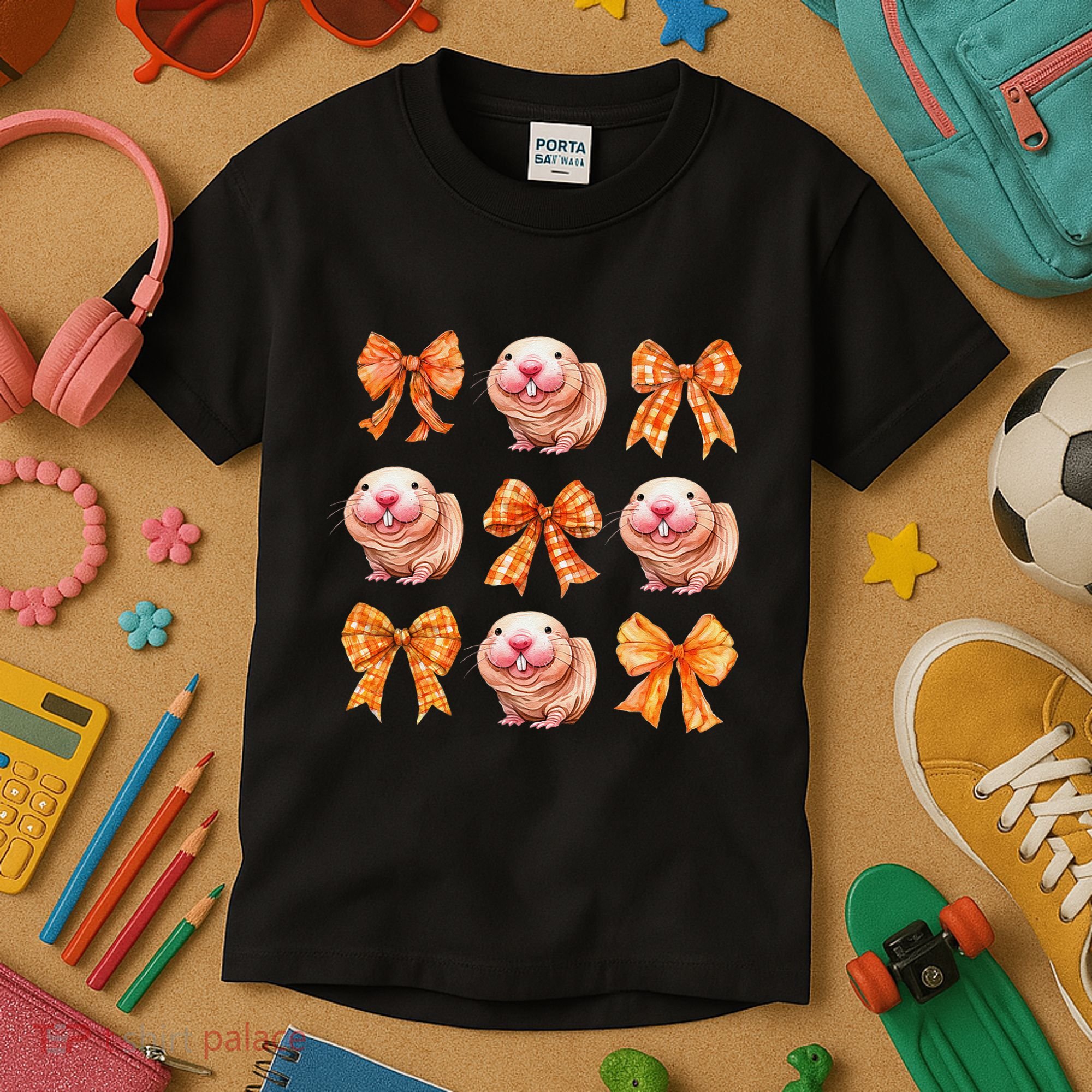 Cute Coquette Bow Naked Mole Rat Animal Halloween Girl Women Kids T-Shirt