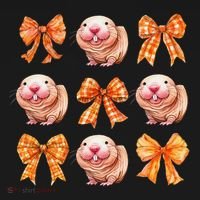 Cute Coquette Bow Naked Mole Rat Animal Halloween Girl Women Kids T-Shirt thumb 4