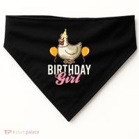 Cute Chicken Birthday Girl USA-Made Doggie Bandana thumb 0