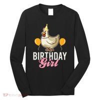 Cute Chicken Birthday Girl Long Sleeve Shirt thumb 0